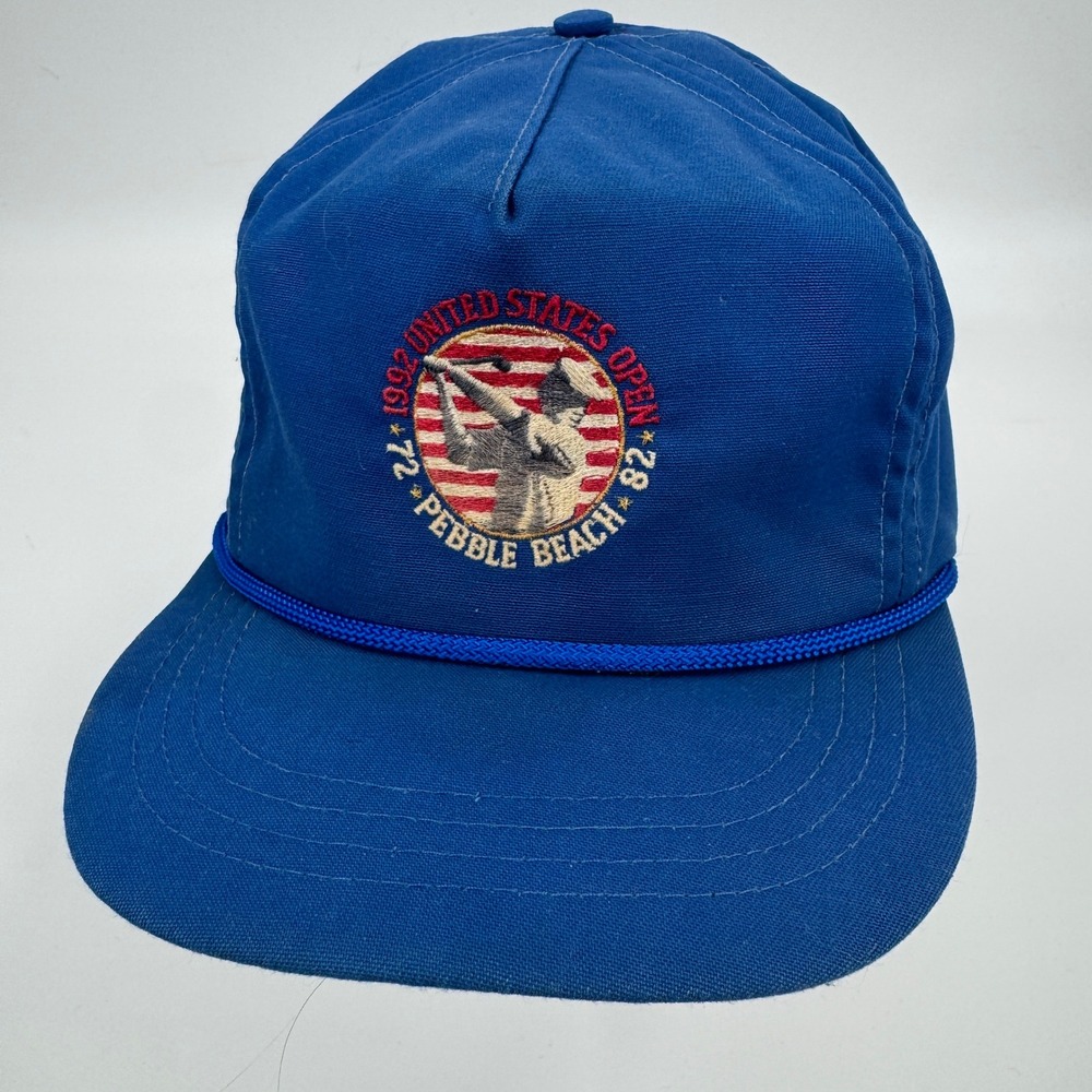 Vintage 1992 US‎ Open Pebble Beach Golf Hat Cali Fame Blue Rope Hat USA Made